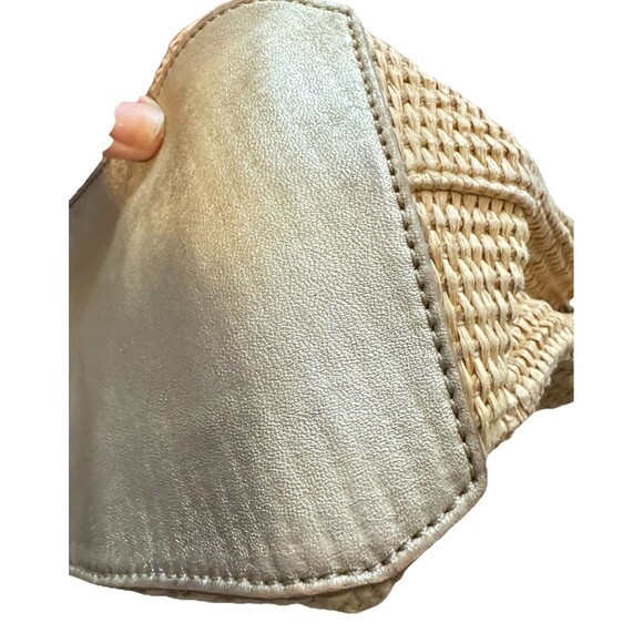 Tory Burch Thea Straw Tote With Chain And Metallic Leather Shoulder Strap Tassle - Picture 5 of 16